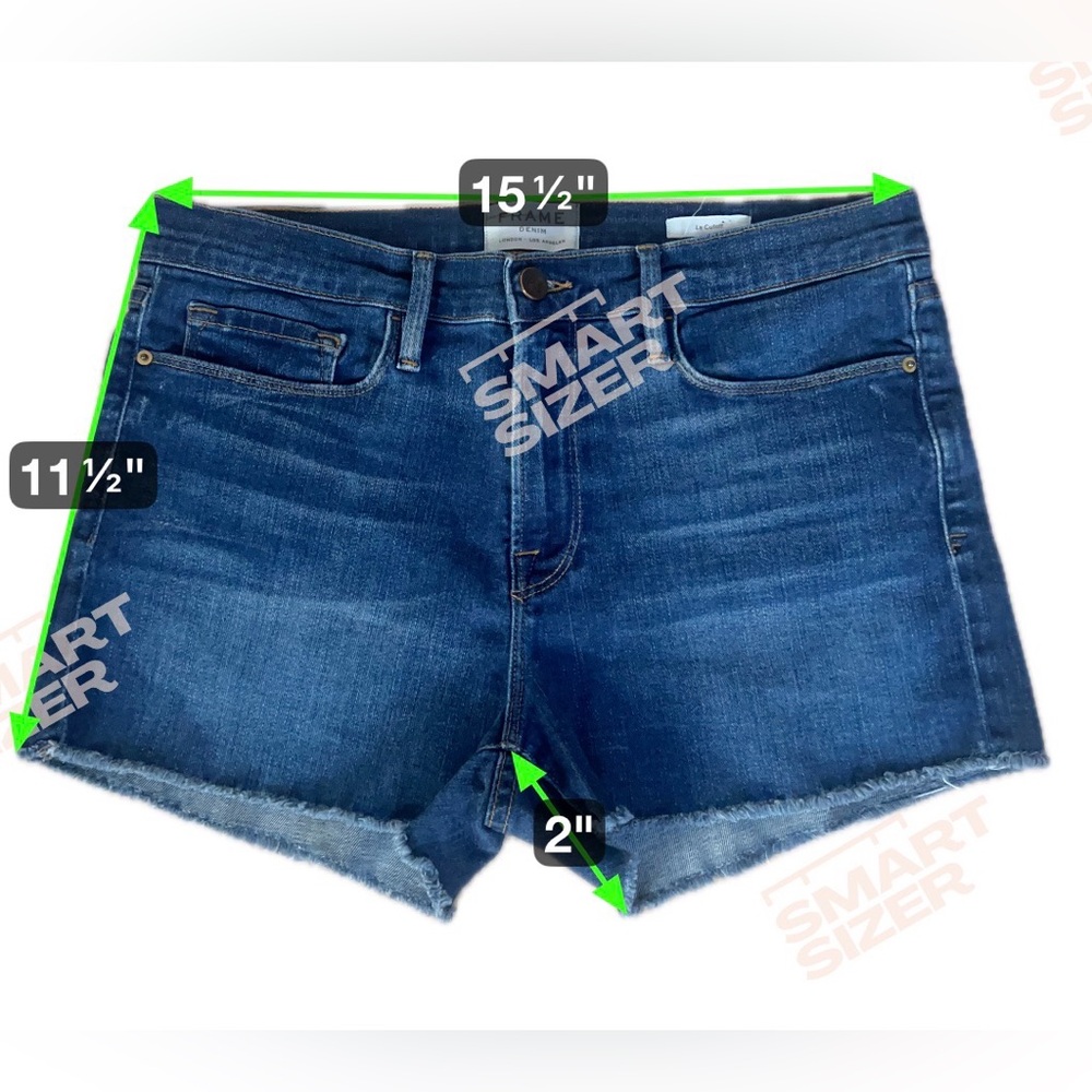 FRAME Shorts Le Cutoff Denim Womens 30 Blue Raw Hem Festival Boho USA LC179 - Picture 6 of 8
